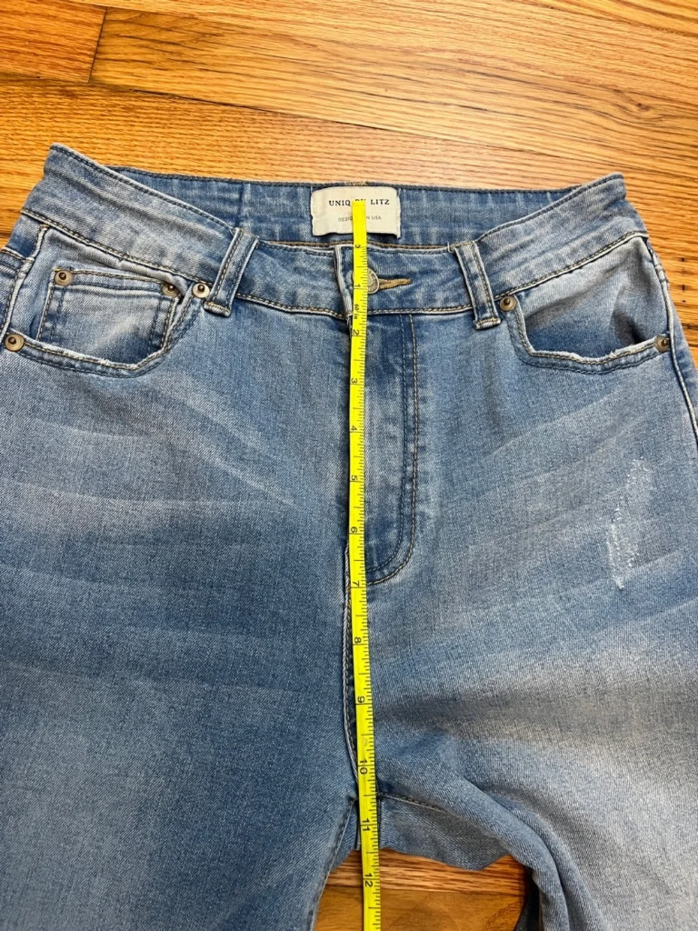 UNIQ by LITZ Bellbottom Flare Wide Leg Jeans Womens 26 Retro Festival Pants - Picture 8 of 11